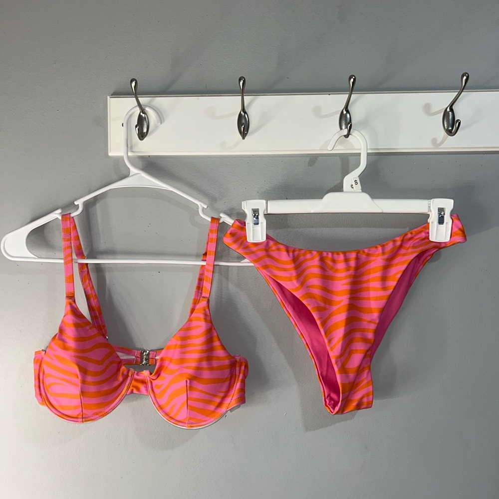 SHEIN Pink and Orange Bikini Set